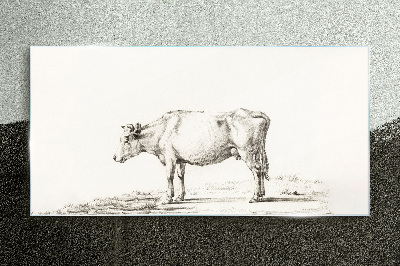 A calm cow against the backdrop of nature Wall art on glass