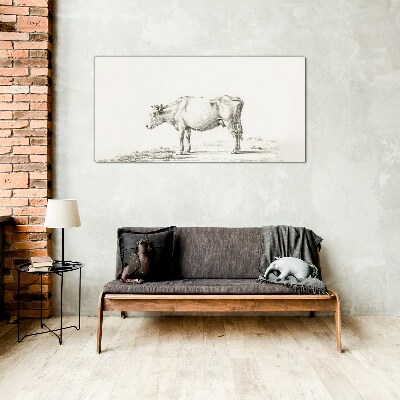A calm cow against the backdrop of nature Wall art on glass