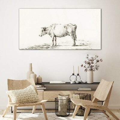 A calm cow against the backdrop of nature Wall art on glass