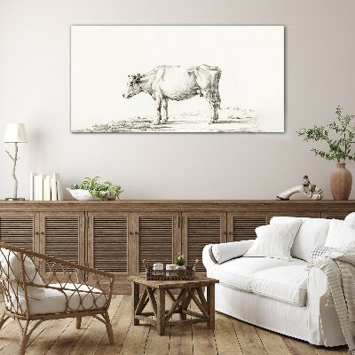 A calm cow against the backdrop of nature Wall art on glass