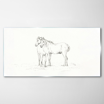 The proximity of horses in the shade Glass art print
