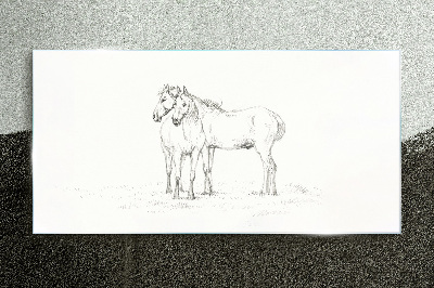 The proximity of horses in the shade Glass art print