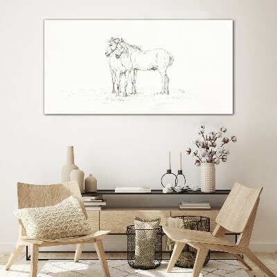 The proximity of horses in the shade Glass art print