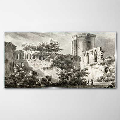 Ruins in the landscape Wall art on glass