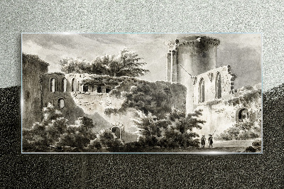 Ruins in the landscape Wall art on glass