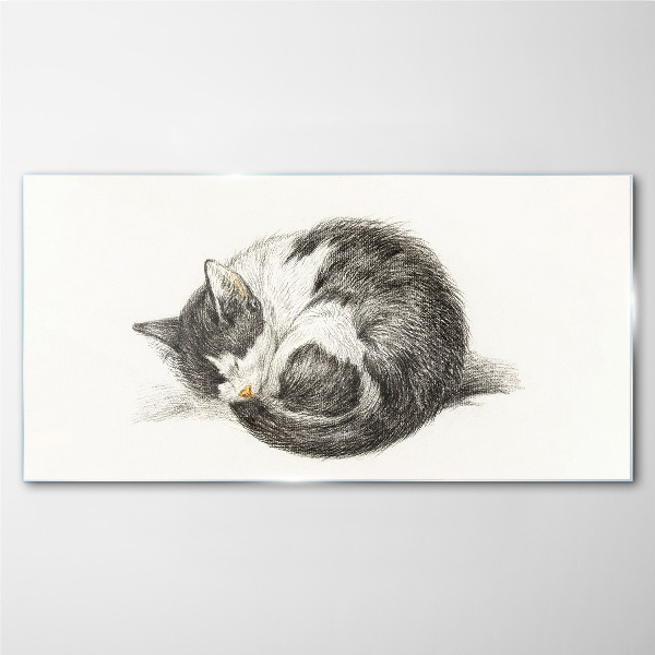 Drawing animal cat Glass Print