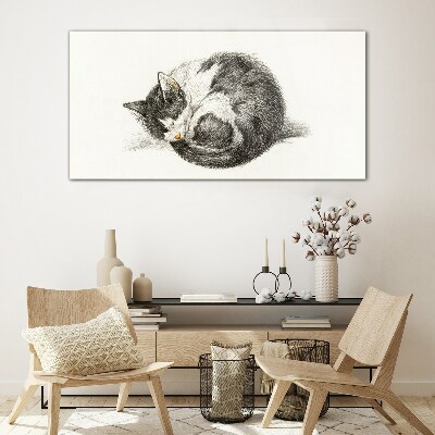 Cat's dream in monochromatic shades Glass art print