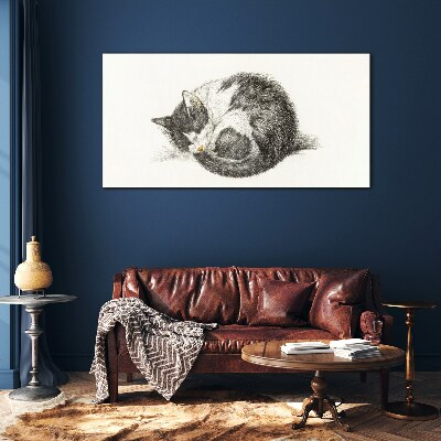Cat's dream in monochromatic shades Glass art print