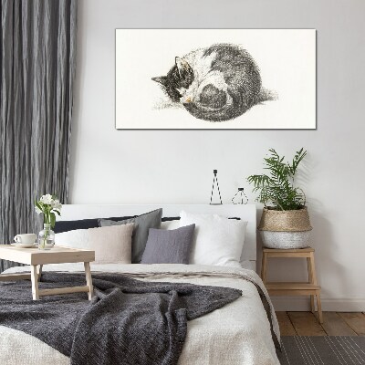 Cat's dream in monochromatic shades Glass art print
