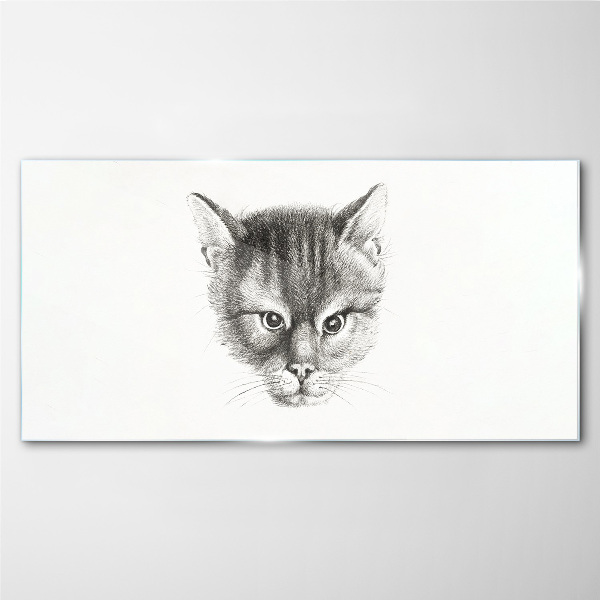 Portrait of a cat in shades of gray Wall art on glass