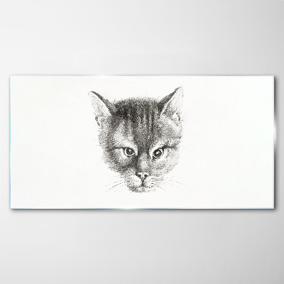 Portrait of a cat in shades of gray Wall art on glass