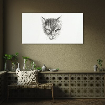 Drawing animal cat Glass Print