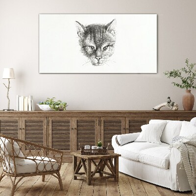 Drawing animal cat Glass Print