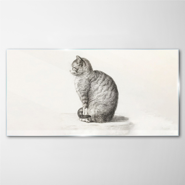 Drawing animal cat Glass Print