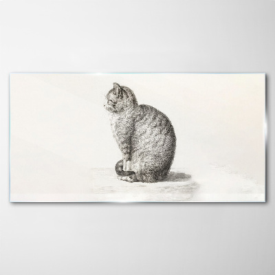 Sitting cat Glass art print