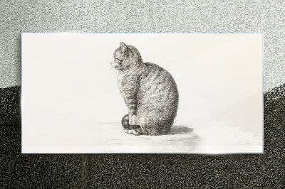 Drawing animal cat Glass Print