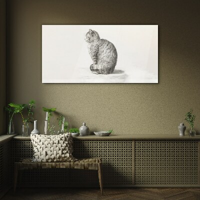 Sitting cat Glass art print