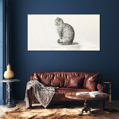 Sitting cat Glass art print