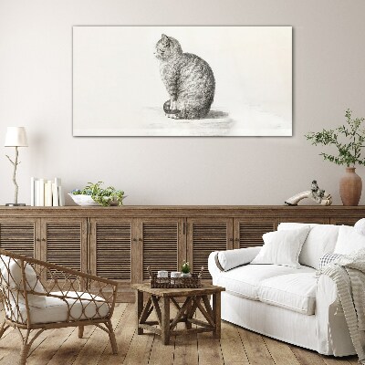 Sitting cat Glass art print