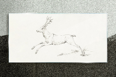Jumping deer on white background Wall art on glass