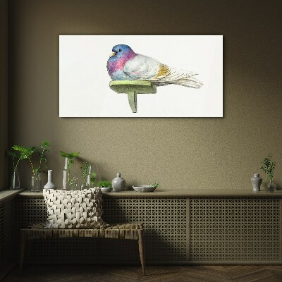 Colorful dove in pastel shades Glass art print