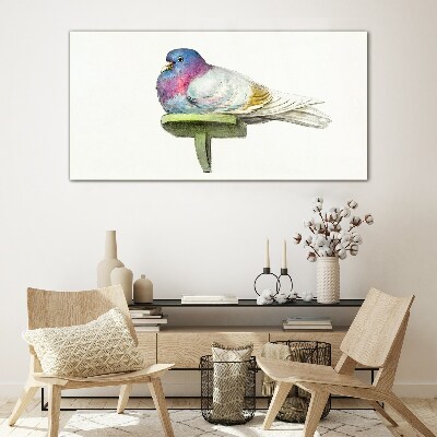 Colorful dove in pastel shades Glass art print