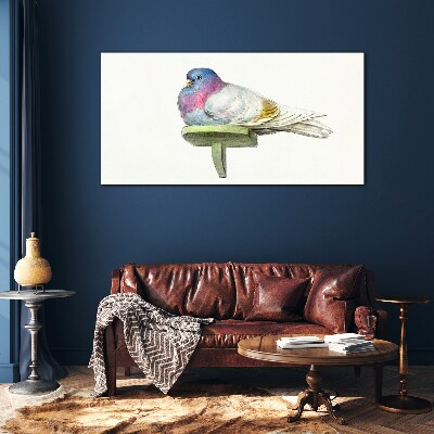 Colorful dove in pastel shades Glass art print
