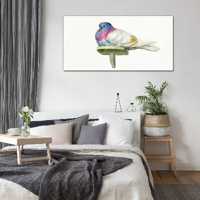 Colorful dove in pastel shades Glass art print