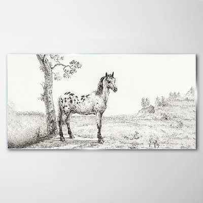 Horses in the landscape Glass art print