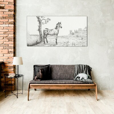 Horses in the landscape Glass art print
