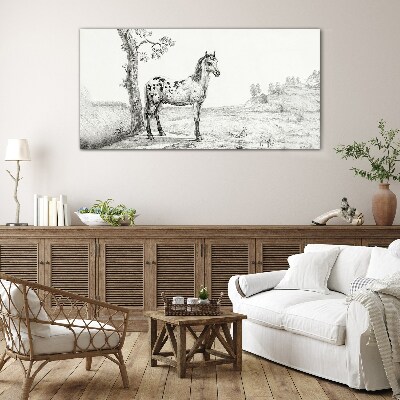 Horses in the landscape Glass art print