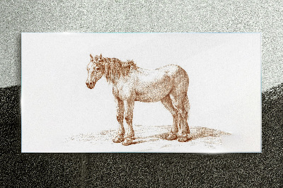 Drawing of a horse in shades of brown Glass art print