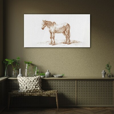 Drawing of a horse in shades of brown Glass art print