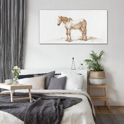 Drawing of a horse in shades of brown Glass art print