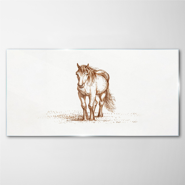 Horse in the meadow Wall art on glass