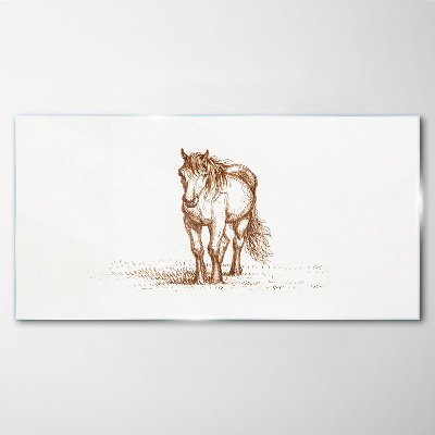 Horse in the meadow Wall art on glass