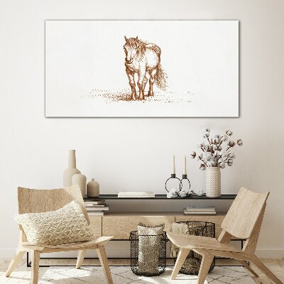 Horse in the meadow Wall art on glass