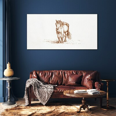 Horse in the meadow Wall art on glass