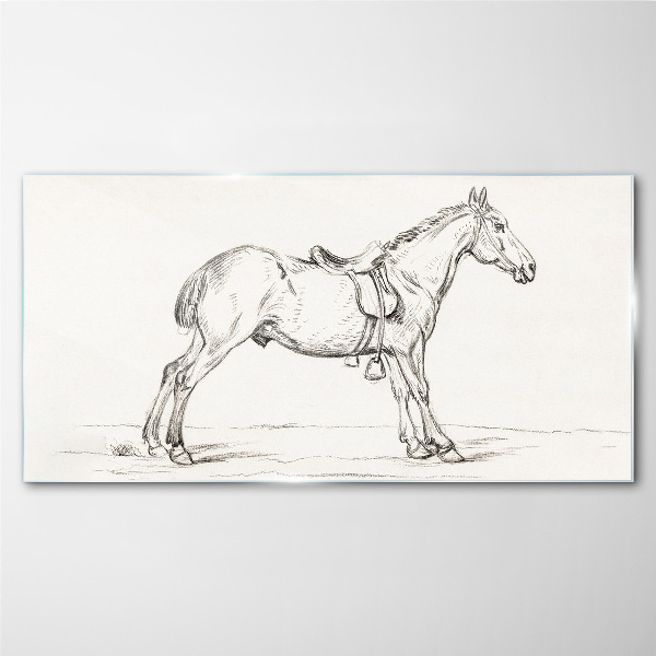 Drawing of a horse in motion Wall art on glass