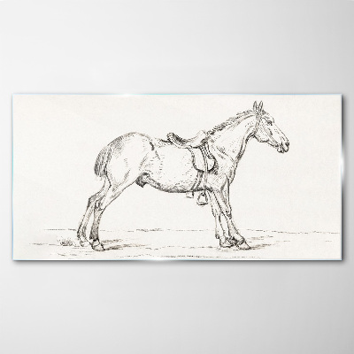 Drawing of a horse in motion Wall art on glass