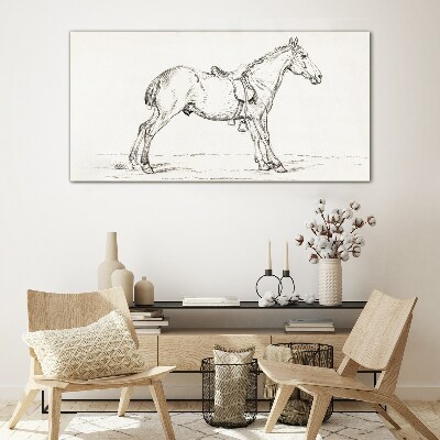 Drawing of a horse in motion Wall art on glass
