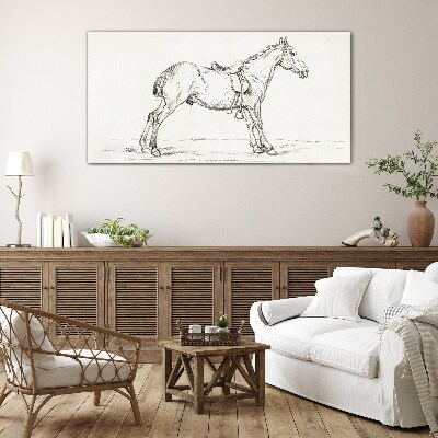 Drawing of a horse in motion Wall art on glass