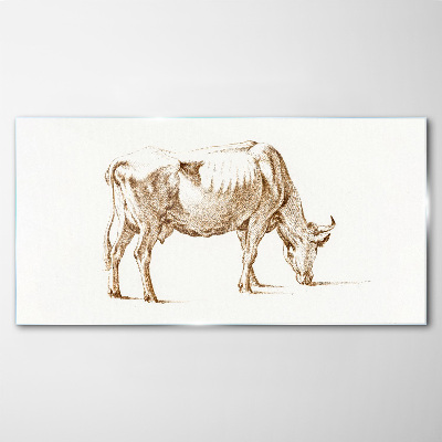 Cow in brown outline Glass art print