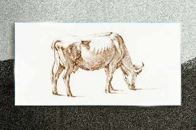 Cow in brown outline Glass art print