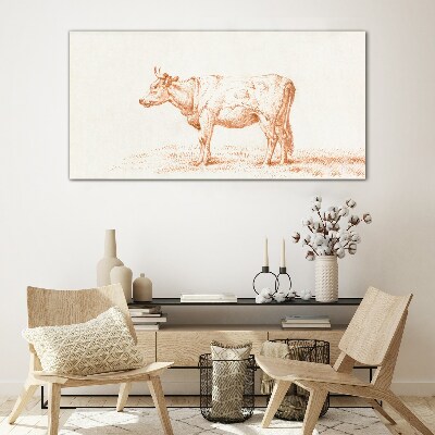 Cow on the grass background Glass art print