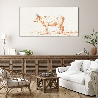 Cow on the grass background Glass art print
