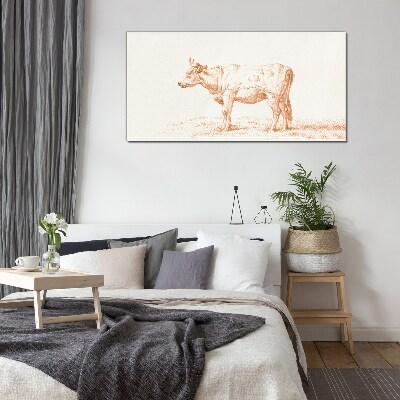 Cow on the grass background Glass art print