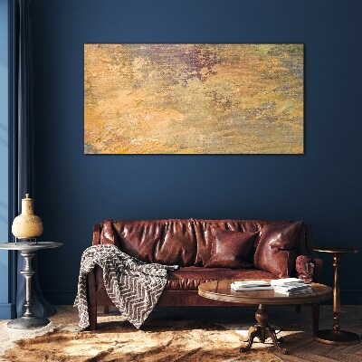 Golden reflections in an abstract landscape Glass art print