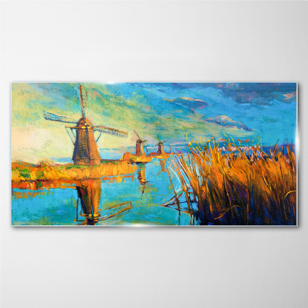 Mills by the water Wall art on glass