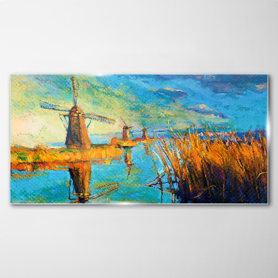 Mills by the water Wall art on glass